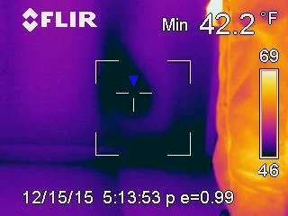 Infrared scan detecting moisture intrusion during a Durango property inspection